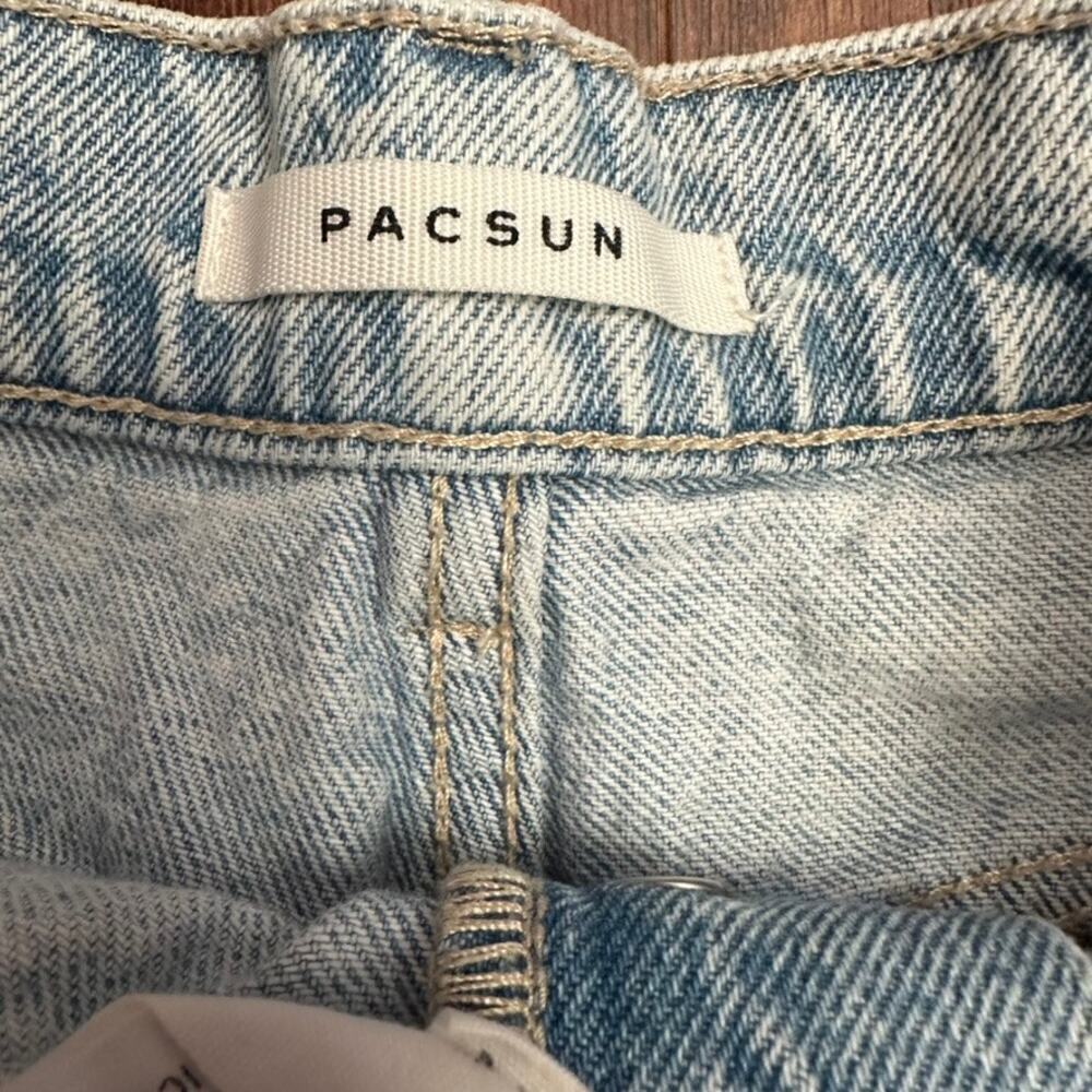 PacSun Jean Cut Off Shorts Women's 24 Light Blue Wash Distressed High Rise - Picture 3 of 6